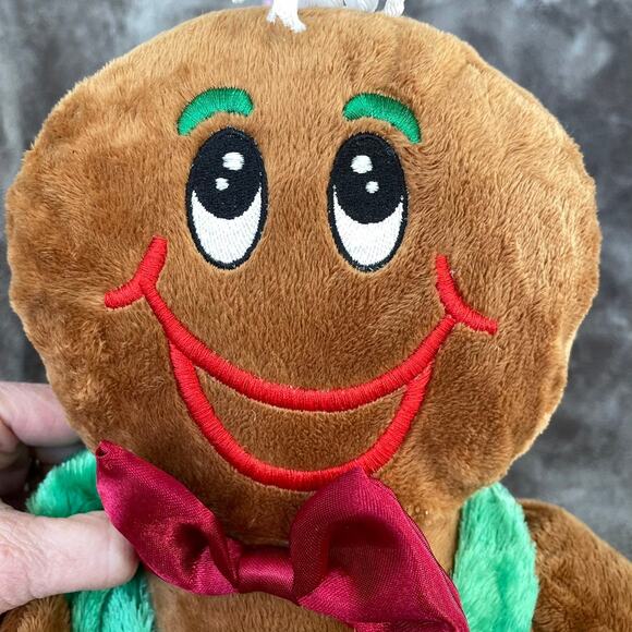 Vintage Gingerbread Man Plush Velour 17" Christmas Floppy Toy Holiday TAGS - Picture 2 of 11